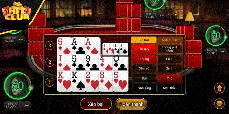 Xếp hạng theo giá trị của các lá trong game mậu binh